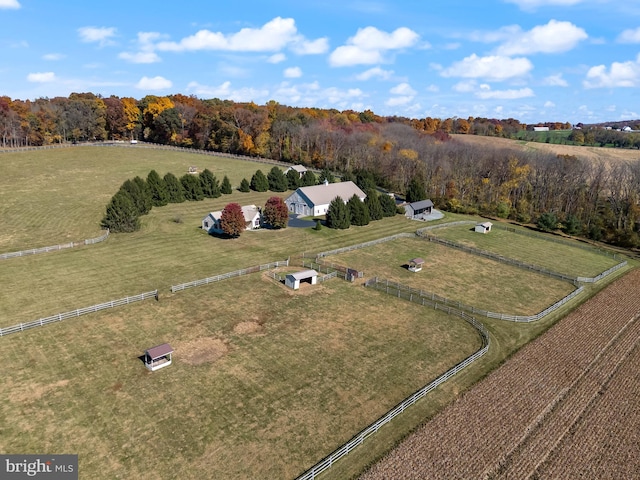 drone / aerial view featuring a rural view