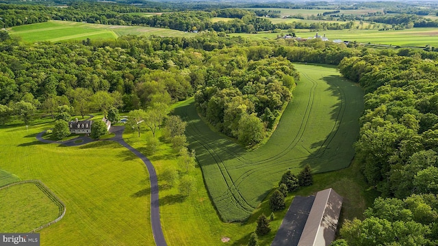 aerial view featuring a rural view