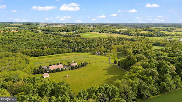 aerial view with a rural view