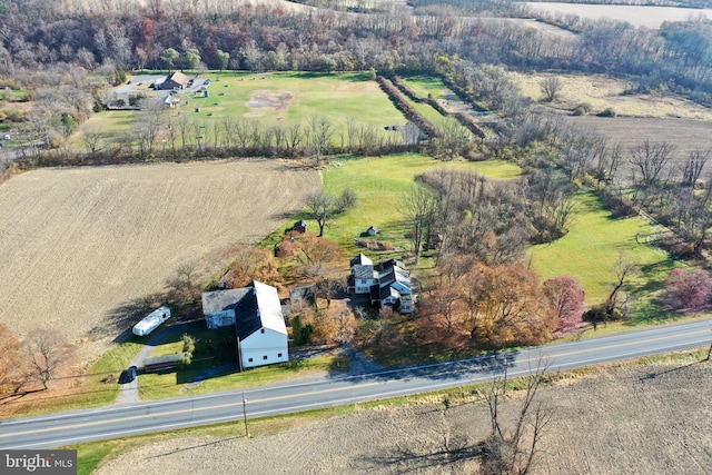 drone / aerial view featuring a rural view