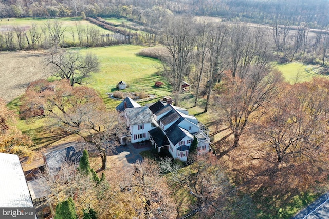 aerial view featuring a rural view