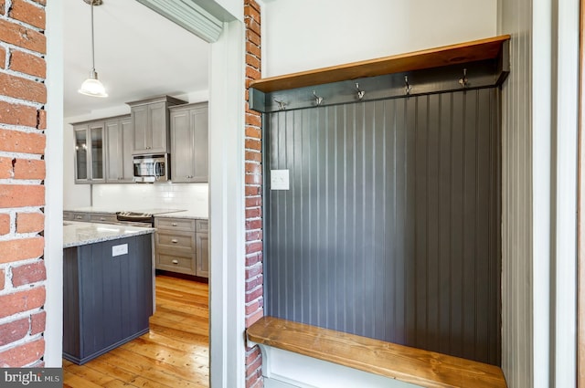 mudroom featuring light hardwood / wood-style flooring