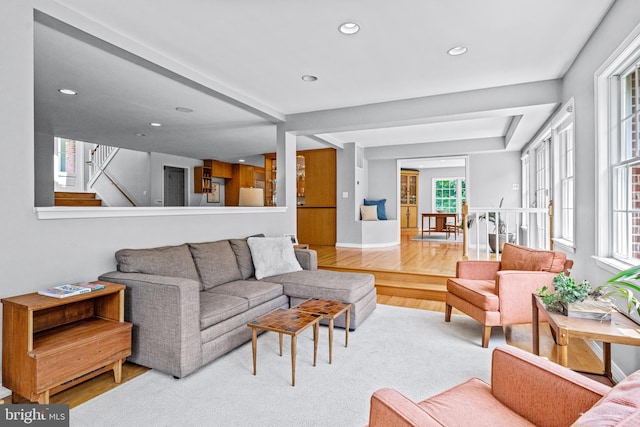 living room with hardwood / wood-style floors