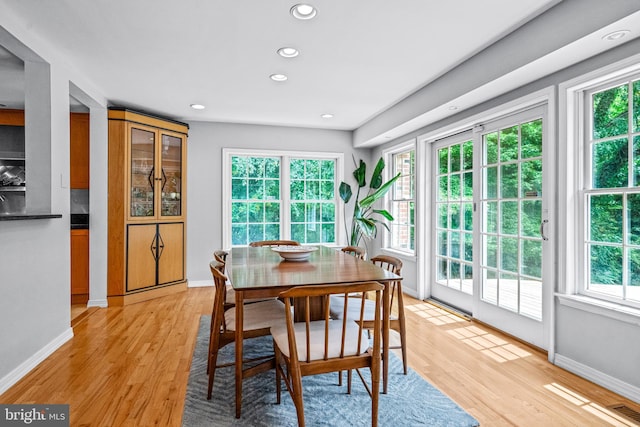 dining room with a healthy amount of sunlight and light wood-type flooring