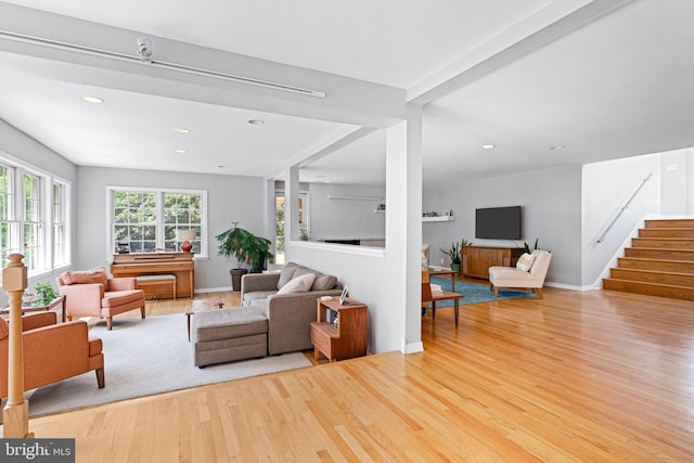 living room featuring light hardwood / wood-style flooring