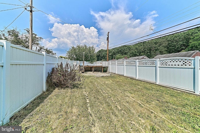 view of yard featuring a fenced backyard