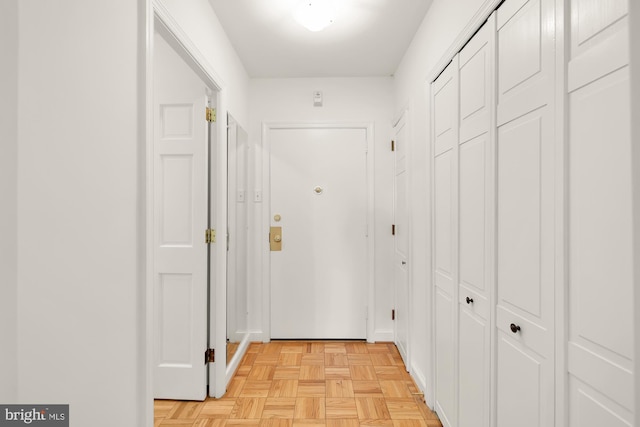 hall with light parquet flooring