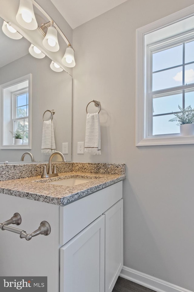 bathroom featuring vanity and plenty of natural light