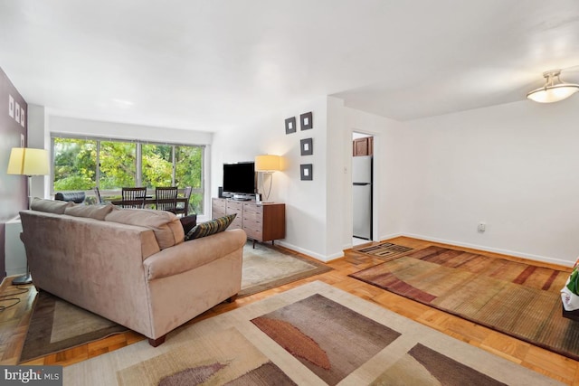 living room featuring light hardwood / wood-style flooring