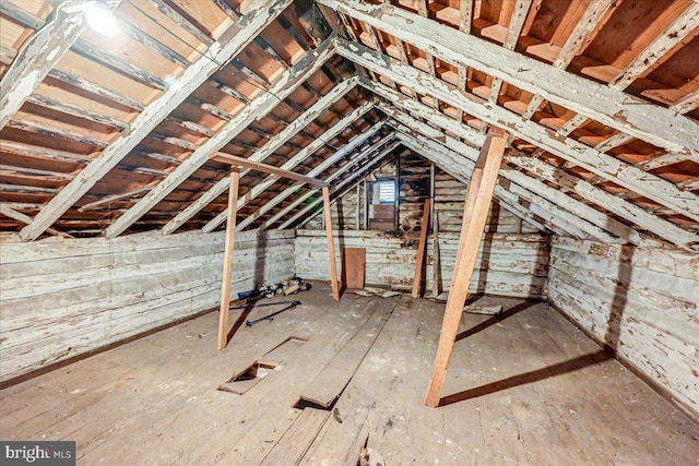 view of unfinished attic