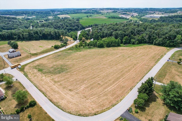 aerial view featuring a rural view