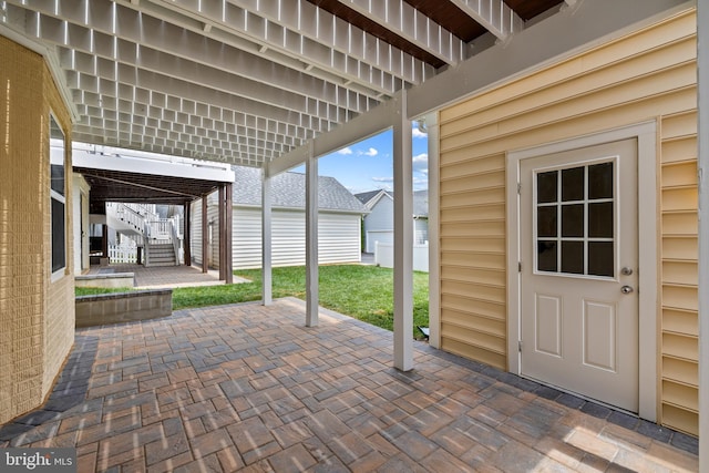 view of patio with stairs