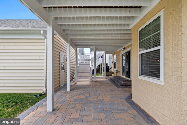 view of patio / terrace with stairs