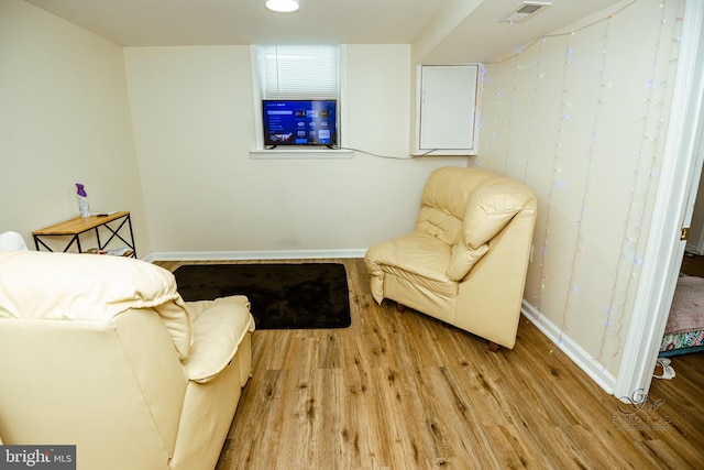 living area featuring light wood-type flooring