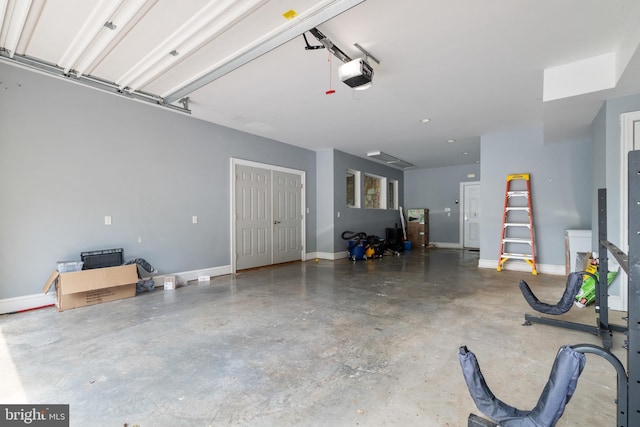 garage with a garage door opener