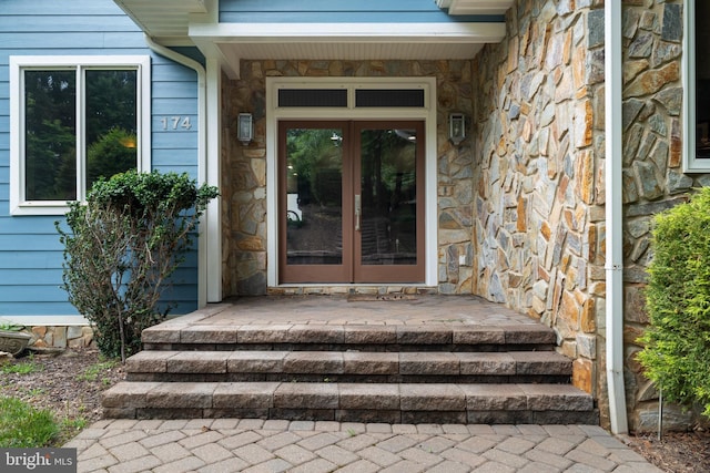 view of exterior entry with french doors