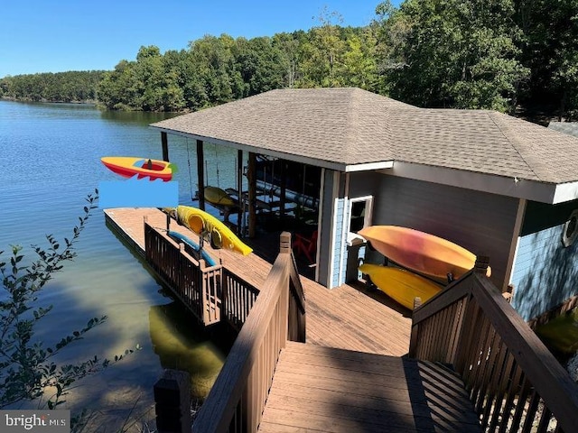 view of dock featuring a water view