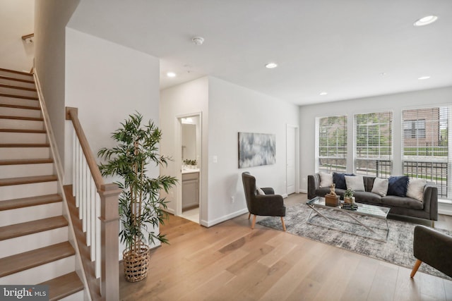 living room featuring light hardwood / wood-style floors