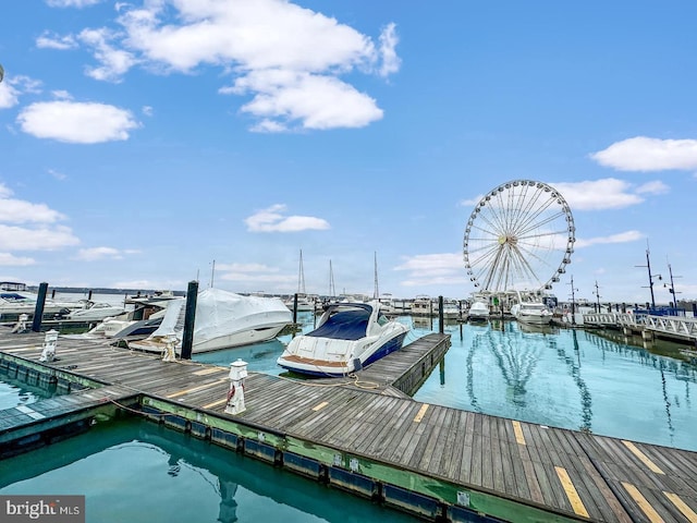 dock area featuring a water view