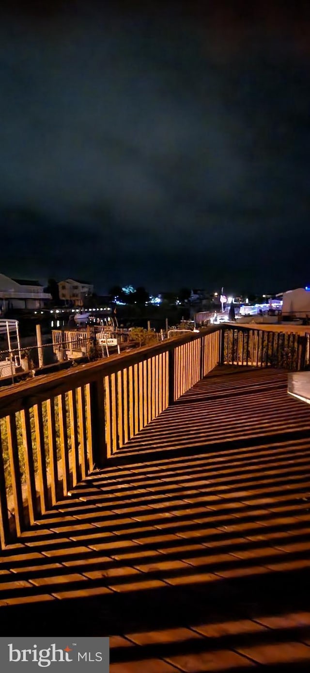 view of deck at night