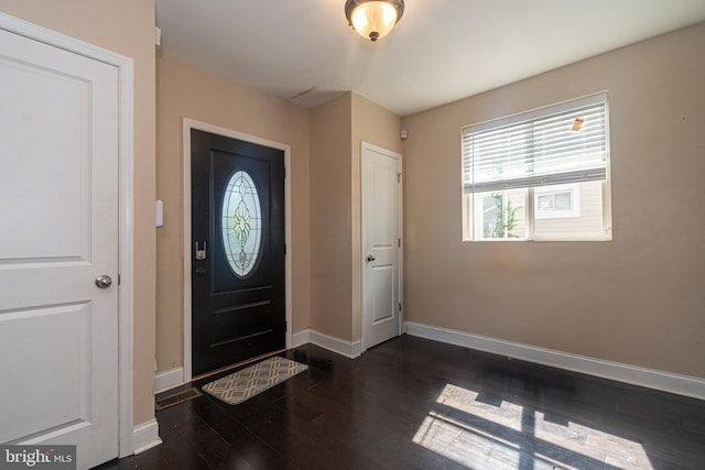 entryway featuring dark wood-type flooring