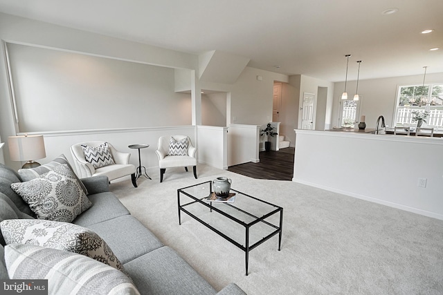 living room with carpet floors