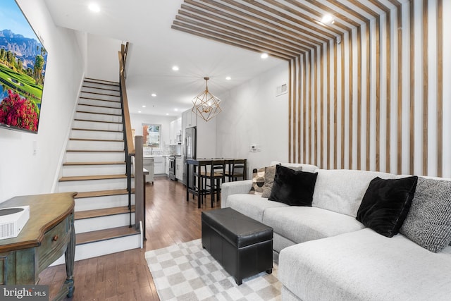 living room with hardwood / wood-style flooring