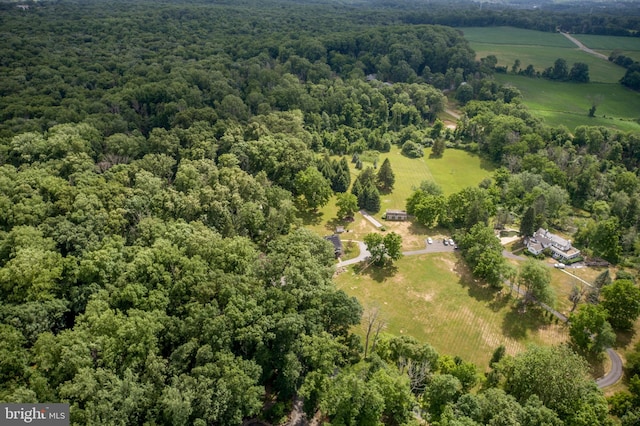 aerial view featuring a rural view