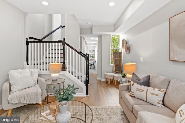 living room featuring light hardwood / wood-style flooring