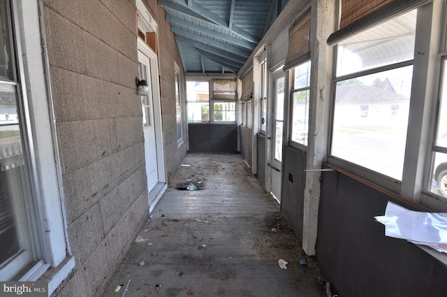 interior space featuring lofted ceiling