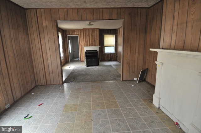 interior space with wooden walls