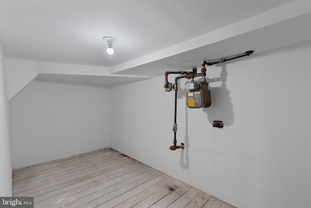 basement featuring light hardwood / wood-style flooring