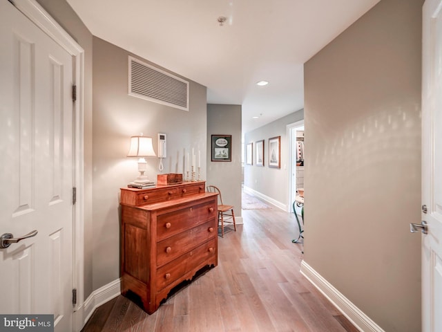 hall featuring light wood-type flooring