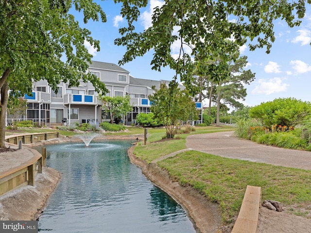 exterior space featuring a water view