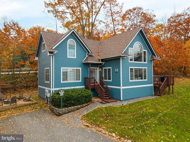 front facade with a front lawn