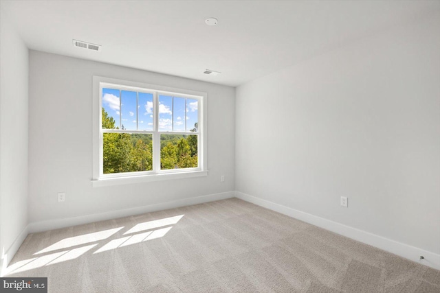 unfurnished room with light carpet