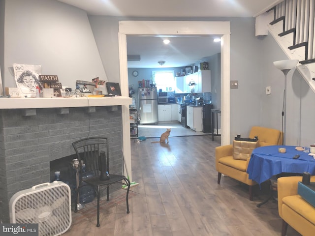 living room with hardwood / wood-style floors