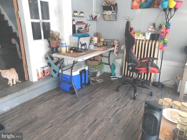 office space featuring dark wood-type flooring