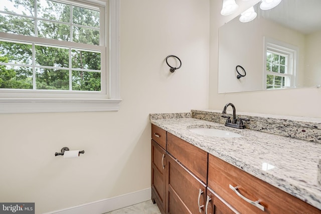 bathroom with plenty of natural light and vanity