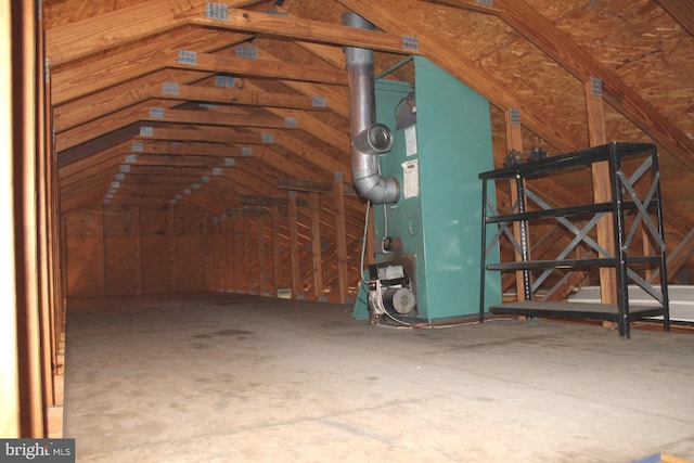 unfinished attic with heating unit