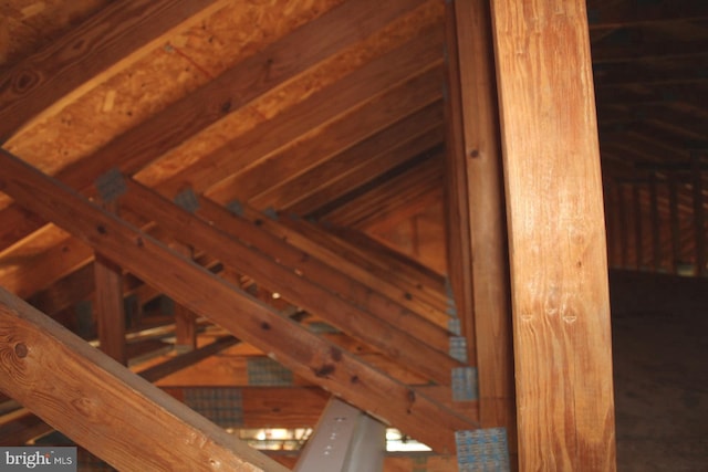 view of unfinished attic