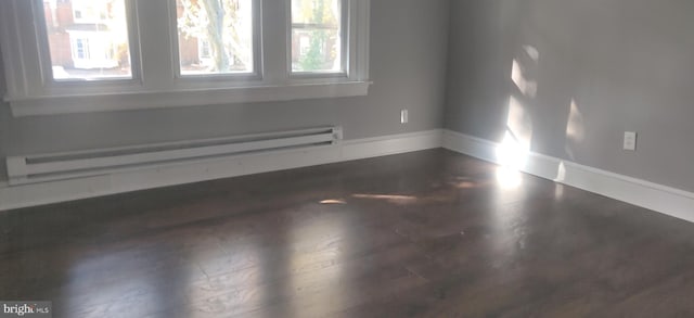 unfurnished room featuring baseboard heating