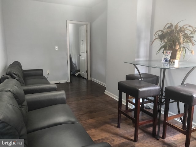 living room featuring dark hardwood / wood-style floors