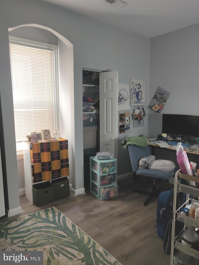 office area featuring hardwood / wood-style flooring