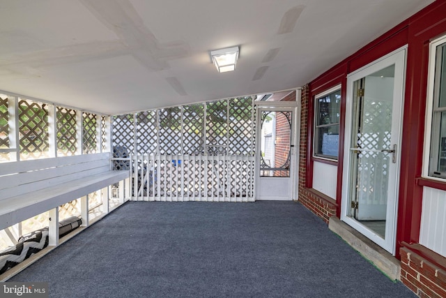 view of unfurnished sunroom