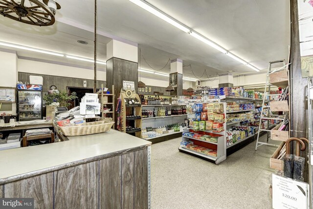 garage with ceiling fan