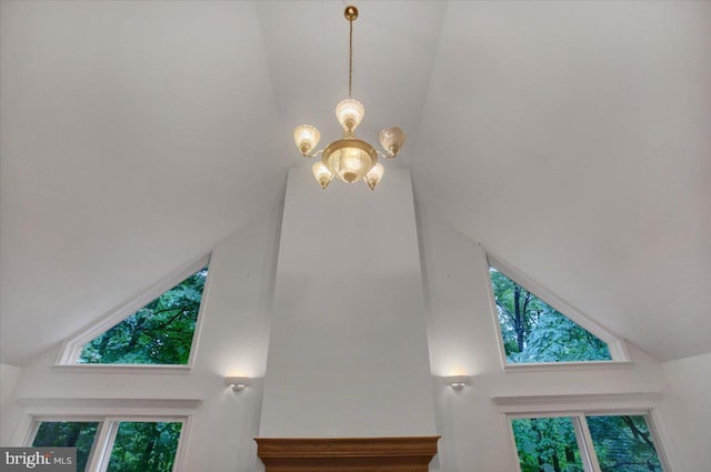 interior details with an inviting chandelier