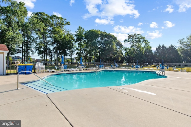 view of pool featuring a patio area