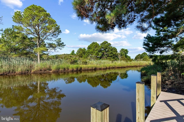 view of dock featuring a water view