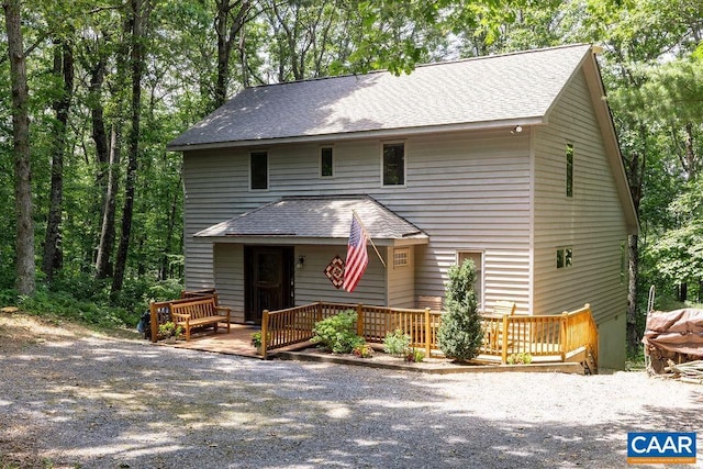 view of front of house featuring a deck